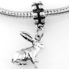STERLING SILVER DANGLING LONG EAR RABBIT EUROPEAN BEAD