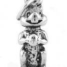 STERLING SILVER 3D CHIPMUNK HOLDING NUT CHARM/PENDANT