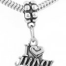 STERLING SILVER DANGLING I LOVE JUDO EUROPEAN BEAD