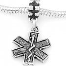 925 SILVER DANGLE PARAMEDIC MEDICAL CROSS EUROPEAN BEAD