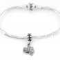 STERLING SILVER DANGLING LUCKY SHAMROCK EUROPEAN BEAD