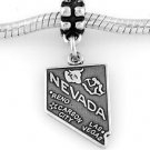STERLING SILVER DANGLING STATE OF NEVADA EUROPEAN BEAD