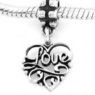 STERLING SILVER DANGLING LOVE IN HEART EUROPEAN BEAD