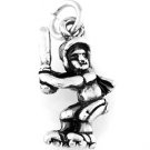 STERLING SILVER SOFTBALL GIRL BATTING CHARM  W/ 16" BOX CHAIN