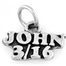 STERLING SILVER JOHN 3:16 CHARM W/ 16" BOX CHAIN