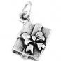STERLING SILVER GIFT BOX W/ BOW CHARM W/ 16" BOX CHAIN