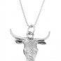 STERLING SILVER BULL HEAD / BULLHEAD CHARM WITH 16 inch BOX CHAIN NECKLACE