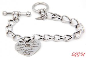 STERLING SILVER ITALIAN DESIGNER LOVE BRACELET 7.7 INCH