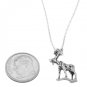 STERLING SILVER MOOSE ELK CHARM WITH 16 inch BOX CHAIN NECKLACE
