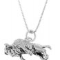STERLING SILVER BUFFALO KICKING ON HIS BACK LEGS CHARM WITH 16 inch BOX CHAIN NECKLACE
