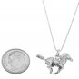 STERLING SILVER RUNNING MUSTANG STALLION HORSE CHARM WITH 16 inch BOX CHAIN NECKLACE
