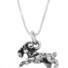 STERLING SILVER RAM BODY CHARM WITH 16 inch BOX CHAIN NECKLACE