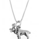 STERLING SILVER SMALL MOOSE CHARM WITH 16 INCH BOX CHAIN NECKLACE