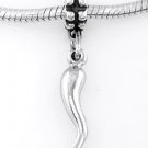 STERLING SILVER DANGLING LARGE ITALIAN HORN EUROPEAN BEAD