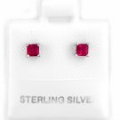 STERLING SILVER JULY BIRTHSTONE CZ CHILD POST EARRINGS 3mm