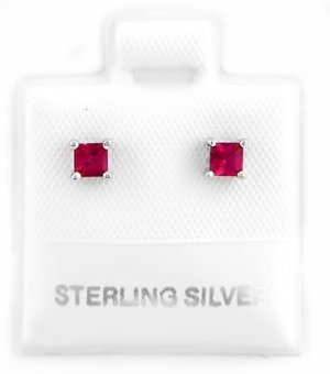 STERLING SILVER JULY BIRTHSTONE CZ CHILD POST EARRINGS 3mm