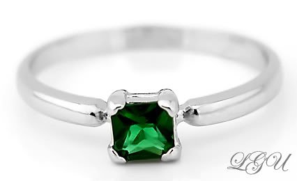 STERLING SILVER MAY BIRTHSTONE CZ CHILD RING SZ 3