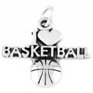 STERLING SILVER I LOVE BASKETBALL CHARM/PENDANT