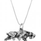 STERLING SILVER SABER TOOTH TIGER CHARM WITH 16 inch BOX CHAIN NECKLACE