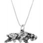 STERLING SILVER SABER TOOTH TIGER CHARM WITH 16 inch BOX CHAIN NECKLACE