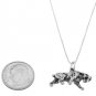 STERLING SILVER SABER TOOTH TIGER CHARM WITH 16 inch BOX CHAIN NECKLACE