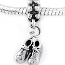 STERLING SILVER DANGLE BABY BOOTIES SHOES EUROPEAN BEAD