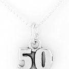 STERLING SILVER 50 YEARS CHARM W/ 16" BOX CHAIN