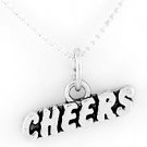 STERLING SILVER CHEERLEADER CHEERS CHEERS CHARM W/ 16" BOX CHAIN