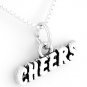 STERLING SILVER CHEERLEADER CHEERS CHEERS CHARM W/ 16" BOX CHAIN