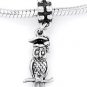 STERLING SILVER DANGLE GRADUATION OWL W/ HAT EUROPEAN BEAD