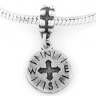 STERLING SILVER DANGLING COMPASS EUROPEAN BEAD