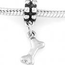 STERLING SILVER DANGLING PUFF DOG BONE EUROPEAN BEAD