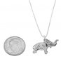 STERLING SILVER LUCKY ELEPHANT WITH TRUNK UP CHARM WITH 16 inch BOX CHAIN NECKLACE