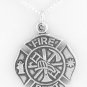 STERLING SILVER MALTESE CROSS FIRE DEPT CHARM W/ 16" BOX CHAIN