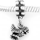 STERLING SILVER DANGLING FEMALE BIRD HEN EUROPEAN BEAD