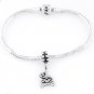 STERLING SILVER DANGLING #1 DOG WITH BONE EUROPEAN BEAD