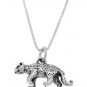 STERLING SILVER CHEETAH LEOPARD CHARM WITH 16 inch BOX CHAIN NECKLACE
