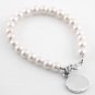 STERLING SILVER FRESHWATER PEARL CHILD BRACELET FREE FRONT SIDE ENGRAVE 7"