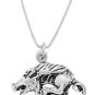 STERLING SILVER RAZORBACK BOAR HOG CHARM WITH 16 inch BOX CHAIN NECKLACE