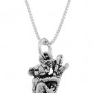 STERLING SILVER KOALA BEAR HANGING TO TREE BRANCH CHARM WITH 16 inch BOX CHAIN NECKLACE