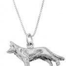 STERLING SILVER GERMAN SHEPHERD DOG CHARM WITH 16 inch BOX CHAIN NECKLACE