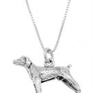 STERLING SILVER POINTER / WEIMARANER DOG CHARM WITH 16 inch BOX CHAIN NECKLACE