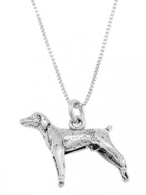 STERLING SILVER POINTER / WEIMARANER DOG CHARM WITH 16 inch BOX CHAIN NECKLACE