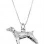 STERLING SILVER POINTER / WEIMARANER DOG CHARM WITH 16 inch BOX CHAIN NECKLACE