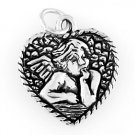 STERLING SILVER HEART BABY ANGEL / CHERUB CHARM