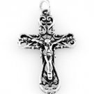 STERLING SILVER FILIGREE HEART SHAPE CRUCIFIX CHARM