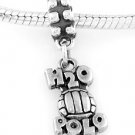 STERLING SILVER DANGLING WATER H20 POLO EUROPEAN BEAD