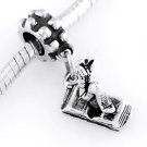STERLING SILVER DANGLING BOOKWORM EUROPEAN BEAD