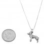 STERLING SILVER HUSKY DOG / SLED DOG CHARM WITH 16 inch BOX CHAIN NECKLACE