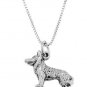 STERLING SILVER HUSKY DOG / SLED DOG CHARM WITH 16 inch BOX CHAIN NECKLACE